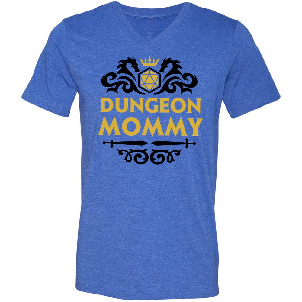 Dungeon Mommy Unisex V-Neck T-Shirt - Heather True Royal - 14