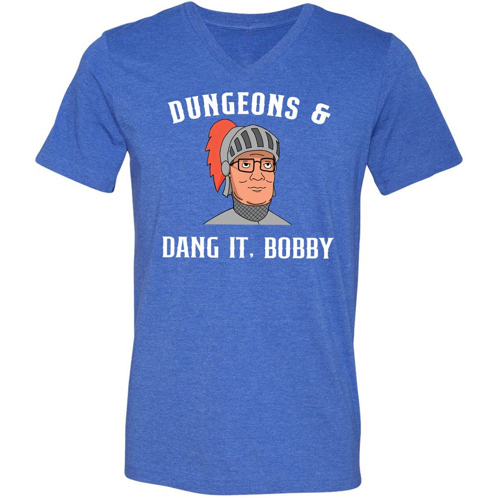 Dang It Bobby Unisex V-Neck T-Shirt - Heather True Royal - 14