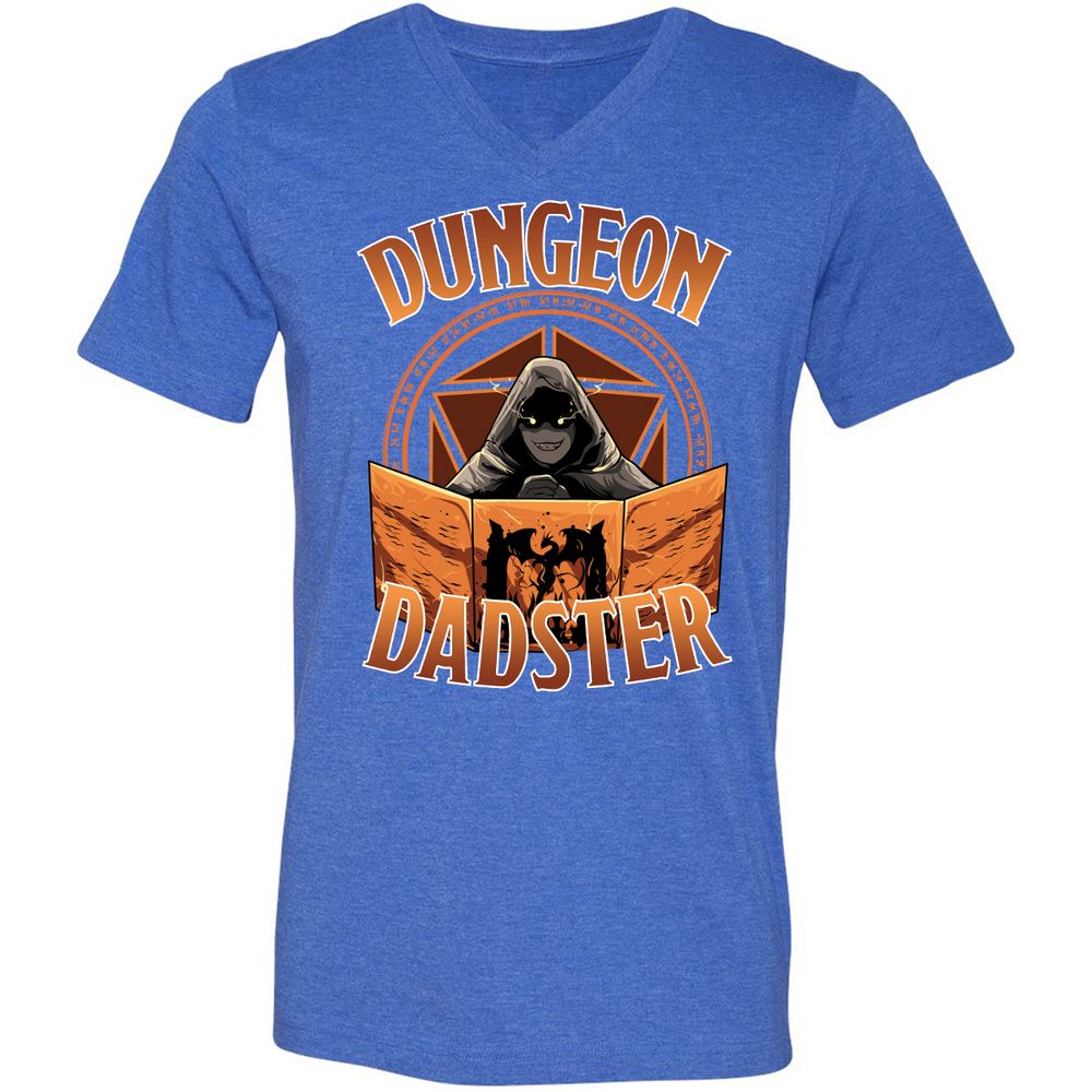 Dungeon Dadster Unisex V-Neck T-Shirt - Heather True Royal - 14