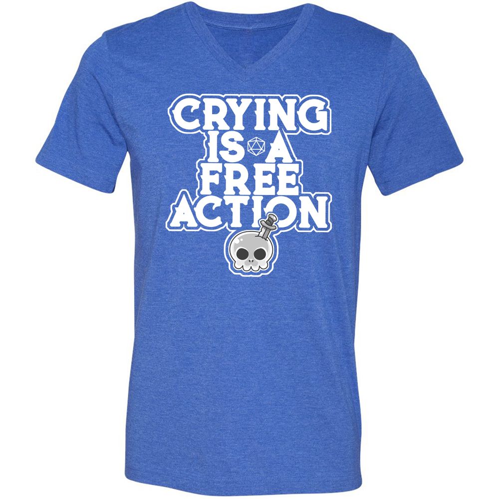Crying Is A Free Action Unisex V-Neck T-Shirt - Heather True Royal - 14