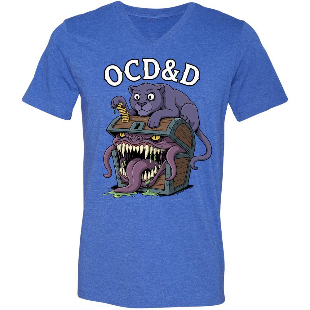 OCD&D Unisex V-Neck T-Shirt - Heather True Royal - 14