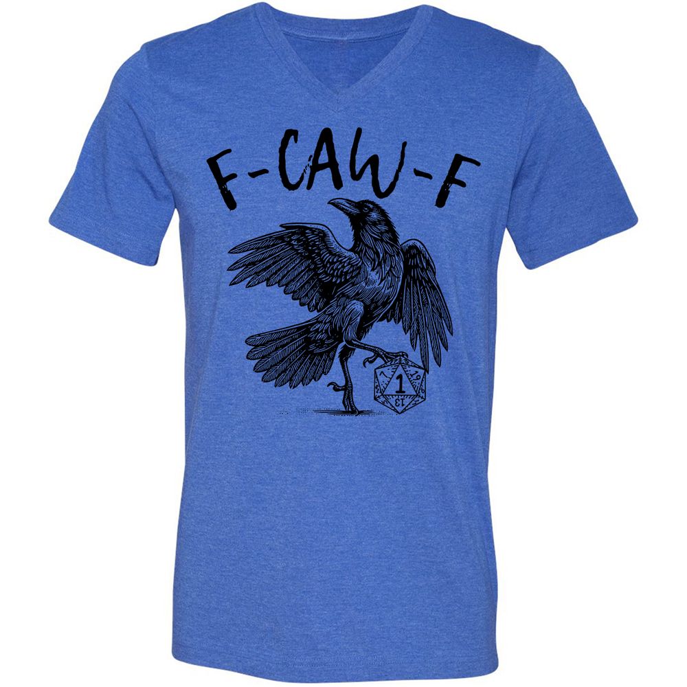 Unisex V-Neck T-Shirt - White - Heather True Royal - 14