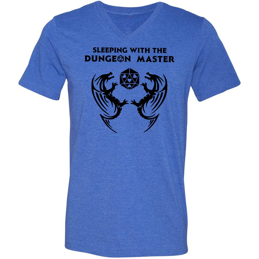 Sleeping With The DM Unisex V-Neck T-Shirt - Heather True Royal - 14
