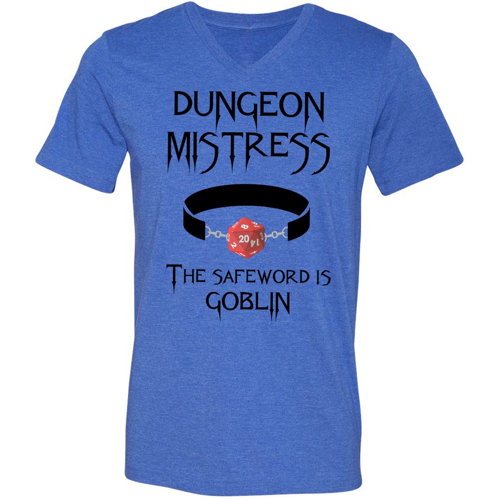 Dungeon Mistress Unisex V-Neck T-Shirt - Heather True Royal - 14