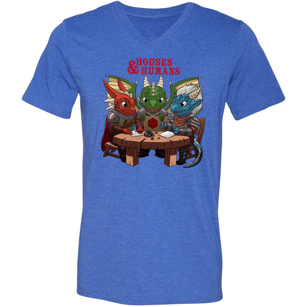 Houses & Humans Unisex V-Neck T-Shirt - Heather True Royal - 14