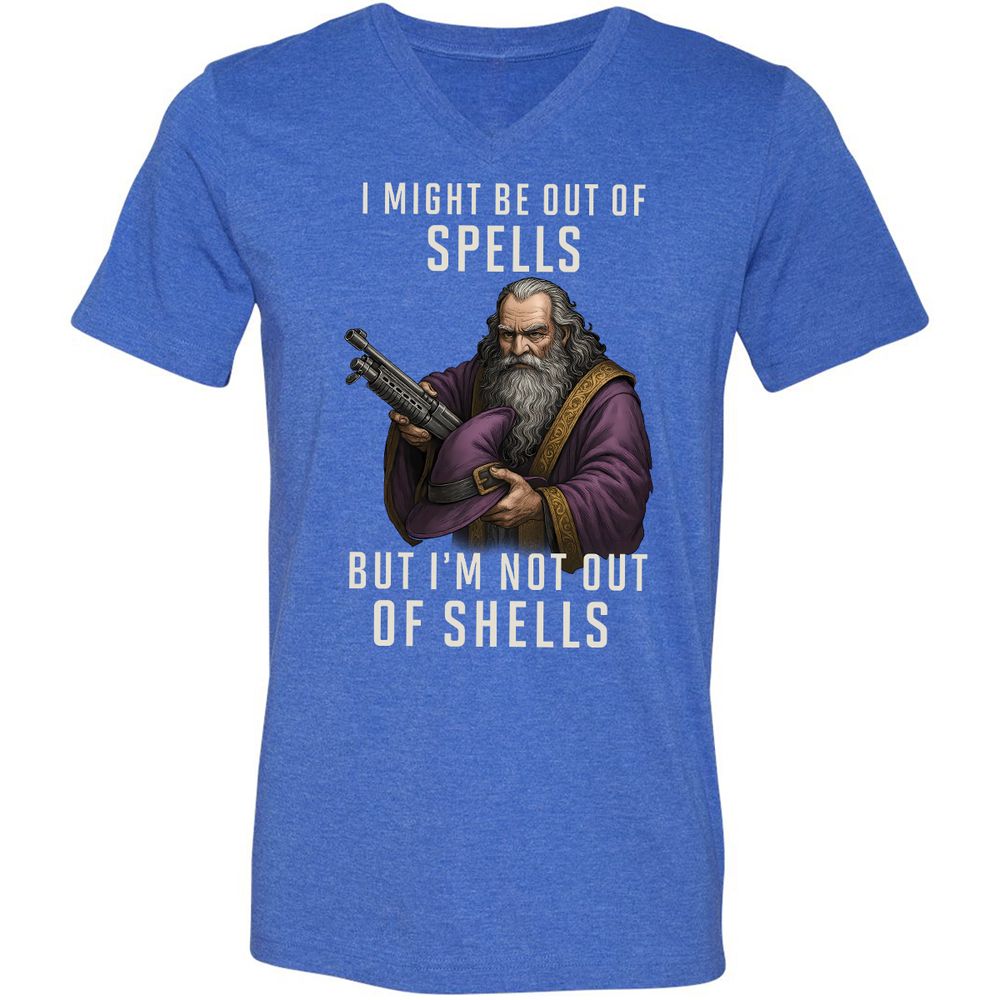 Not Out Of Shells Unisex V-Neck T-Shirt - Heather True Royal - 14