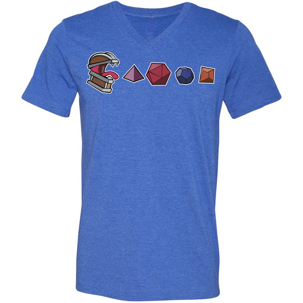 Mimic And Dices Unisex V-Neck T-Shirt - Heather True Royal - 14