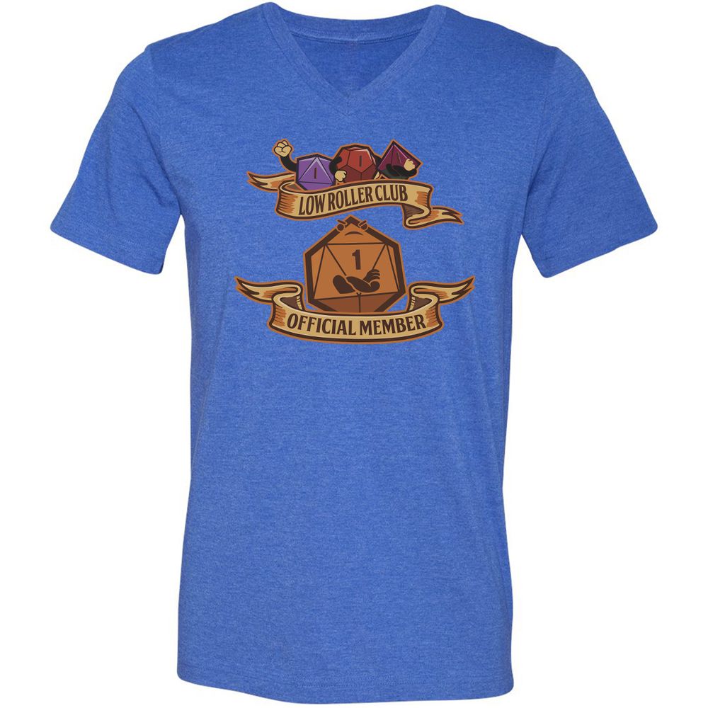 Low Roller Club Unisex V-Neck T-Shirt - Heather True Royal - 14