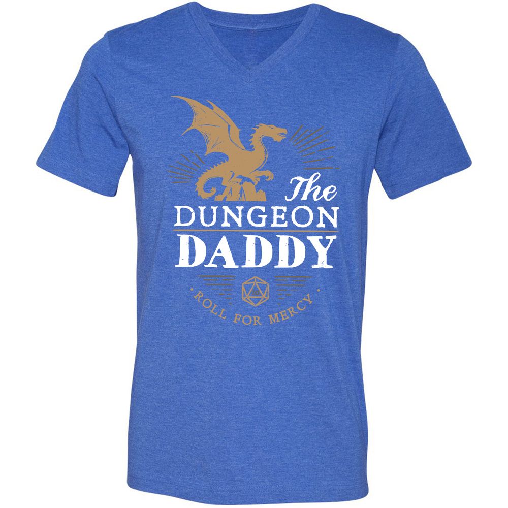 Dungeon Daddy Roll For Mercy Unisex V-Neck T-Shirt - Heather True Royal - 14