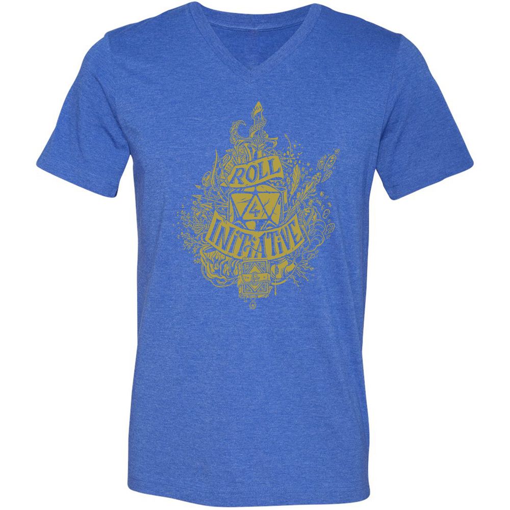 Roll Initiative Unisex V-Neck T-Shirt - Heather True Royal - 14