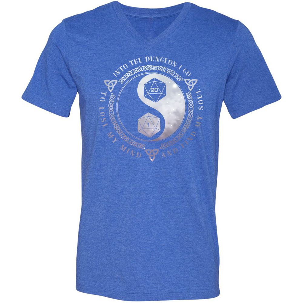 Into The Dungeon I Go Unisex V-Neck T-Shirt - Heather True Royal - 14