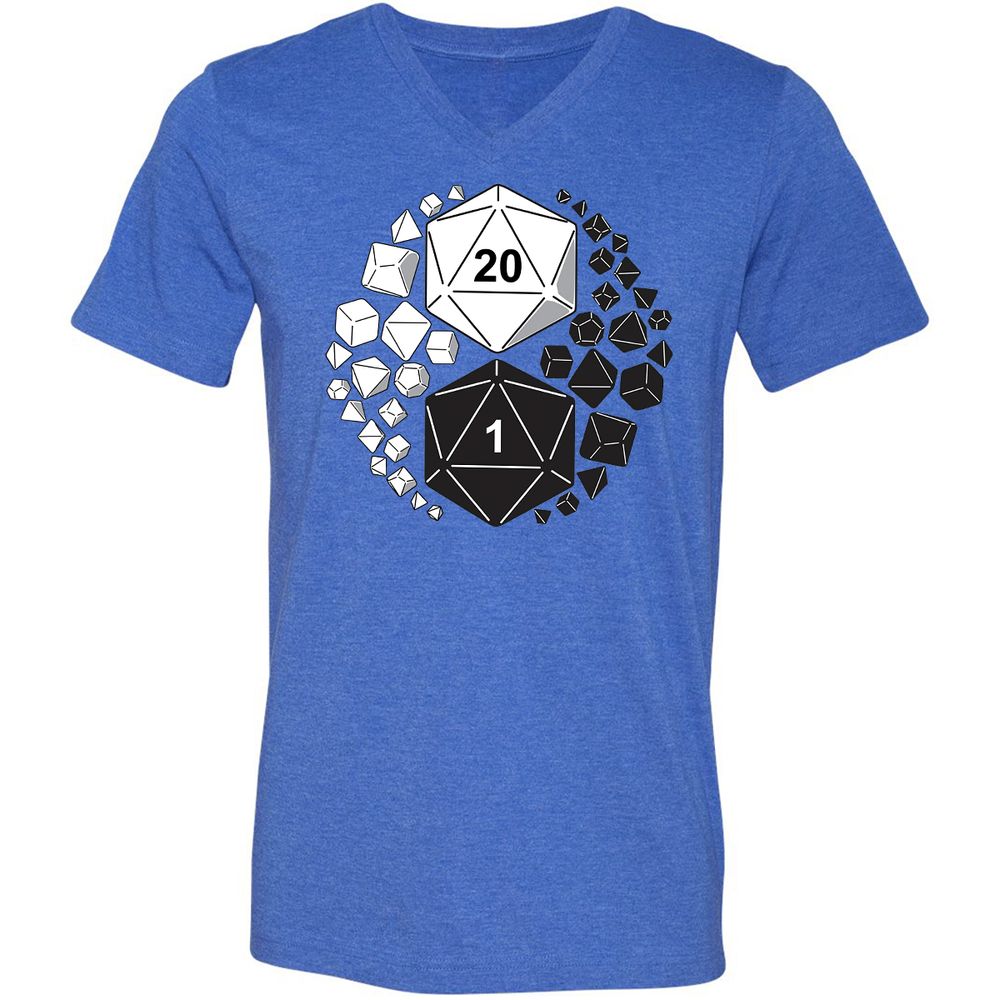 Gaming Yin Yang Unisex V-Neck T-Shirt - Heather True Royal - 14
