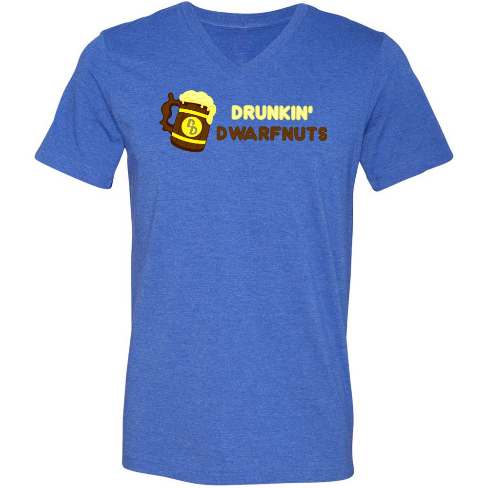 Drunkin' Dwartnuts Unisex V-Neck T-Shirt - Heather True Royal - 14