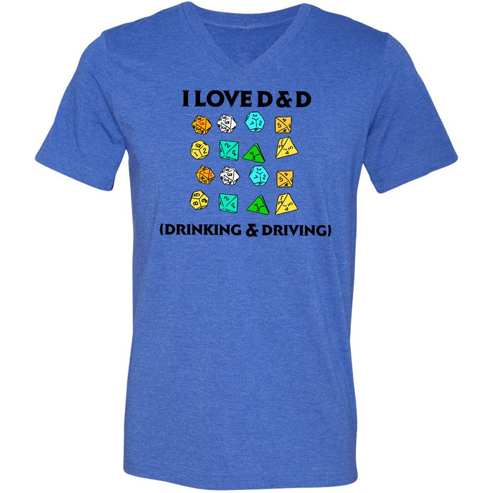 Drinking & Driving Unisex V-Neck T-Shirt - Heather True Royal - 14