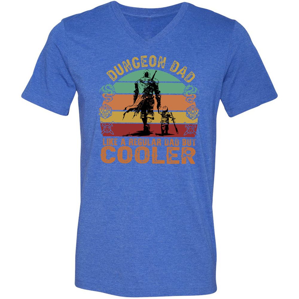 Dungeon Dad Like A Regular Dad Unisex V-Neck T-Shirt - Heather True Royal - 14