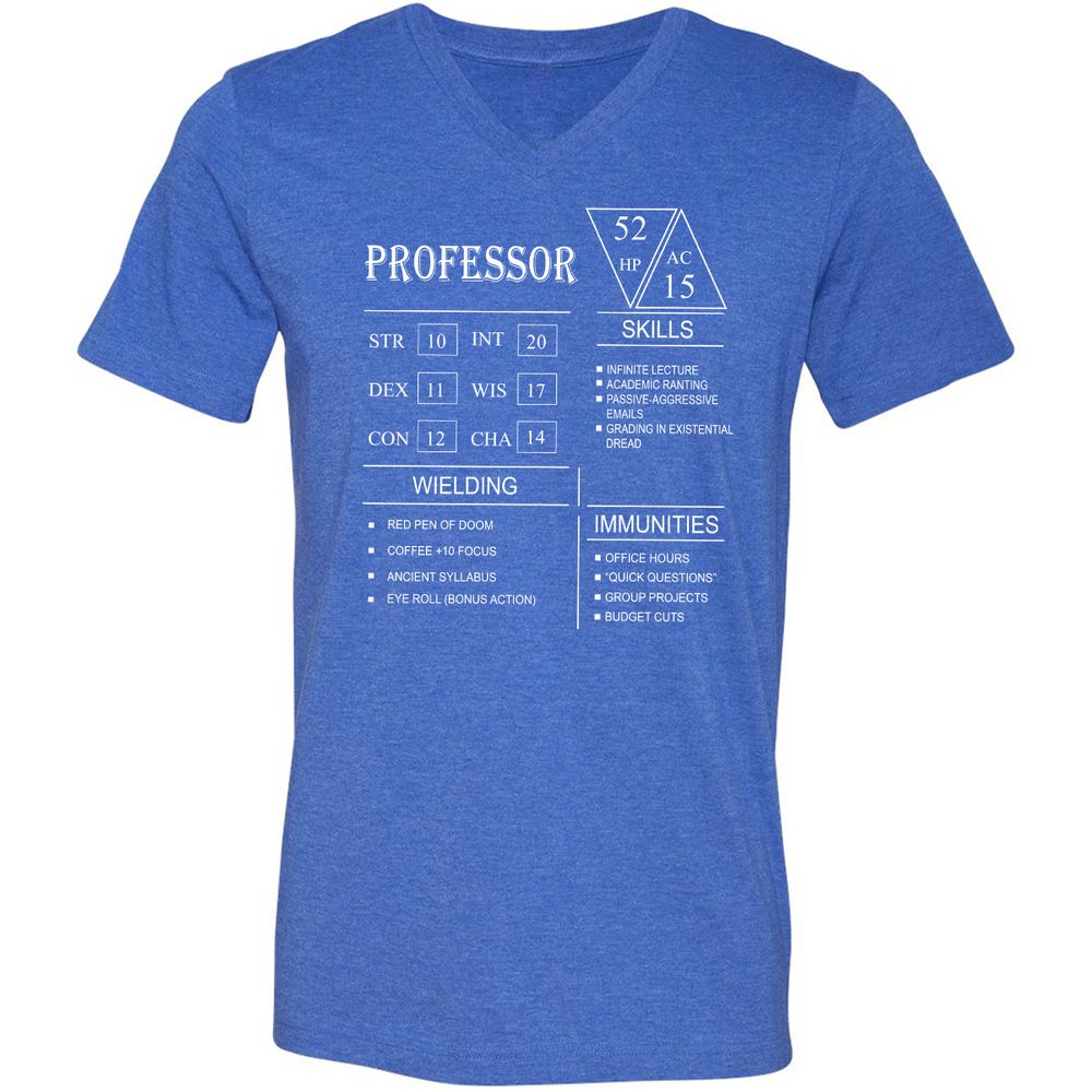 Professor New Unisex V-Neck T-Shirt - Heather True Royal - 14
