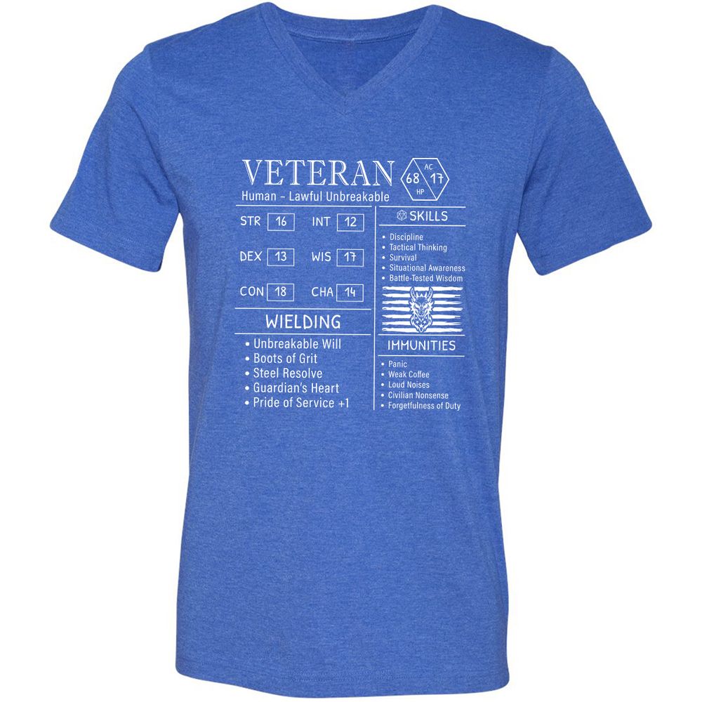 2710 veteran stats new Unisex V-Neck T-Shirt - Heather True Royal - 14