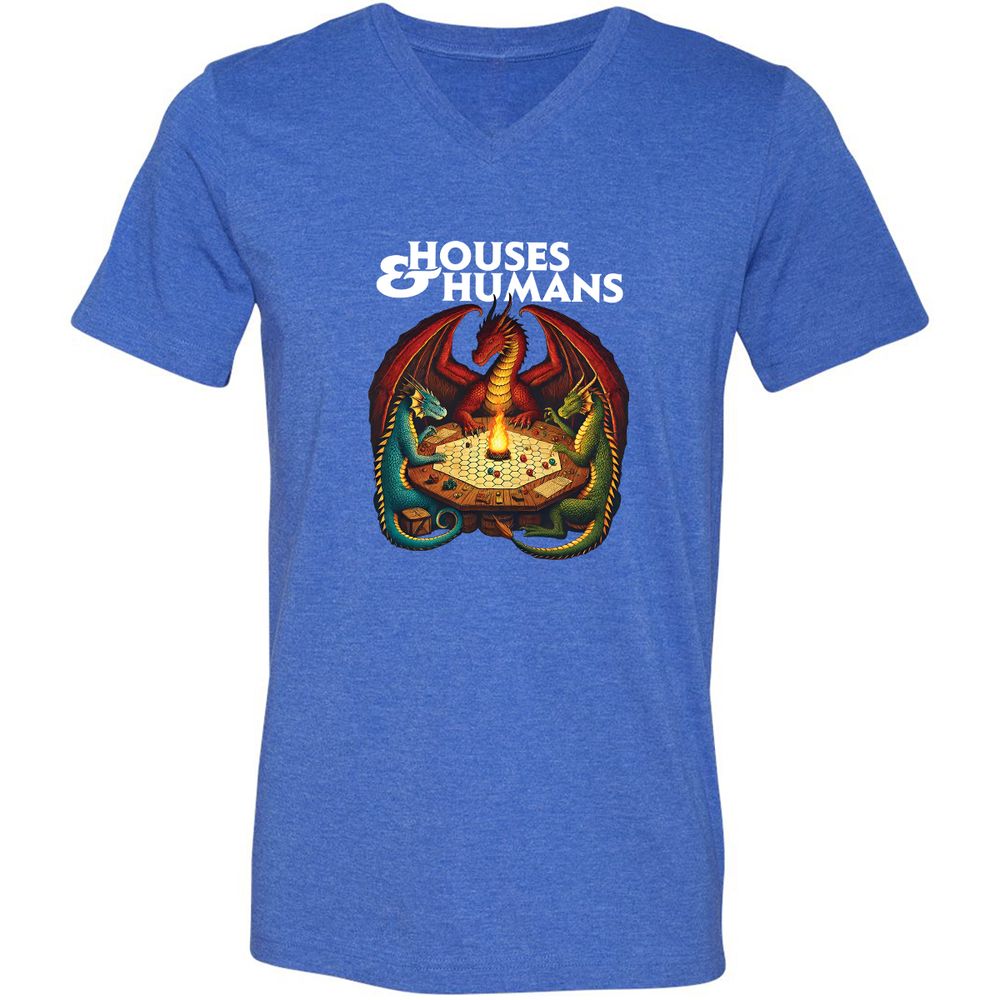 Houses & Humans Unisex V-Neck T-Shirt - Heather True Royal - 14