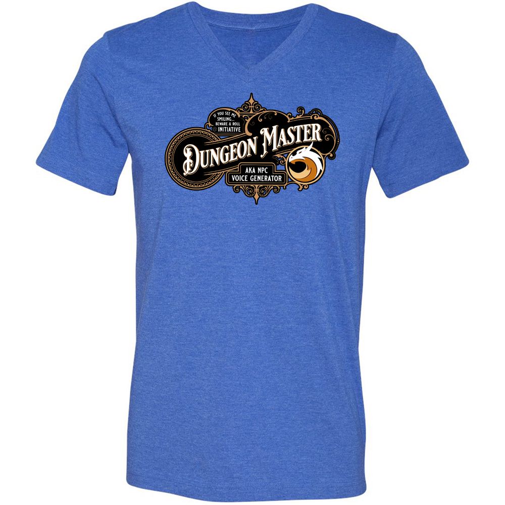Dungeon Master Unisex V-Neck T-Shirt - Heather True Royal - 14