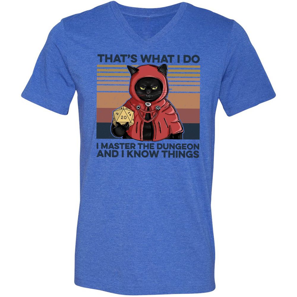 I Master The Dungeons Unisex V-Neck T-Shirt - Heather True Royal - 14