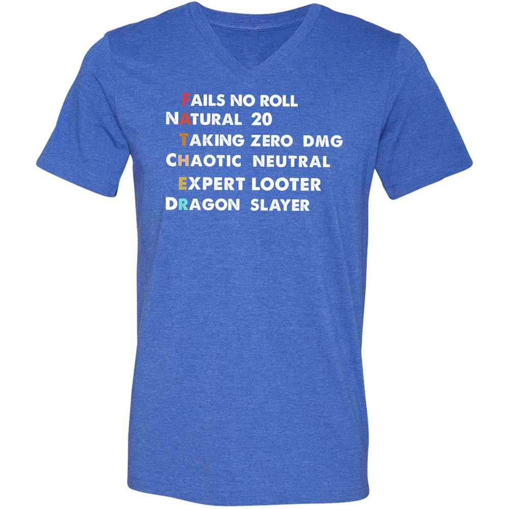 Father D&D Unisex V-Neck T-Shirt - Heather True Royal - 14