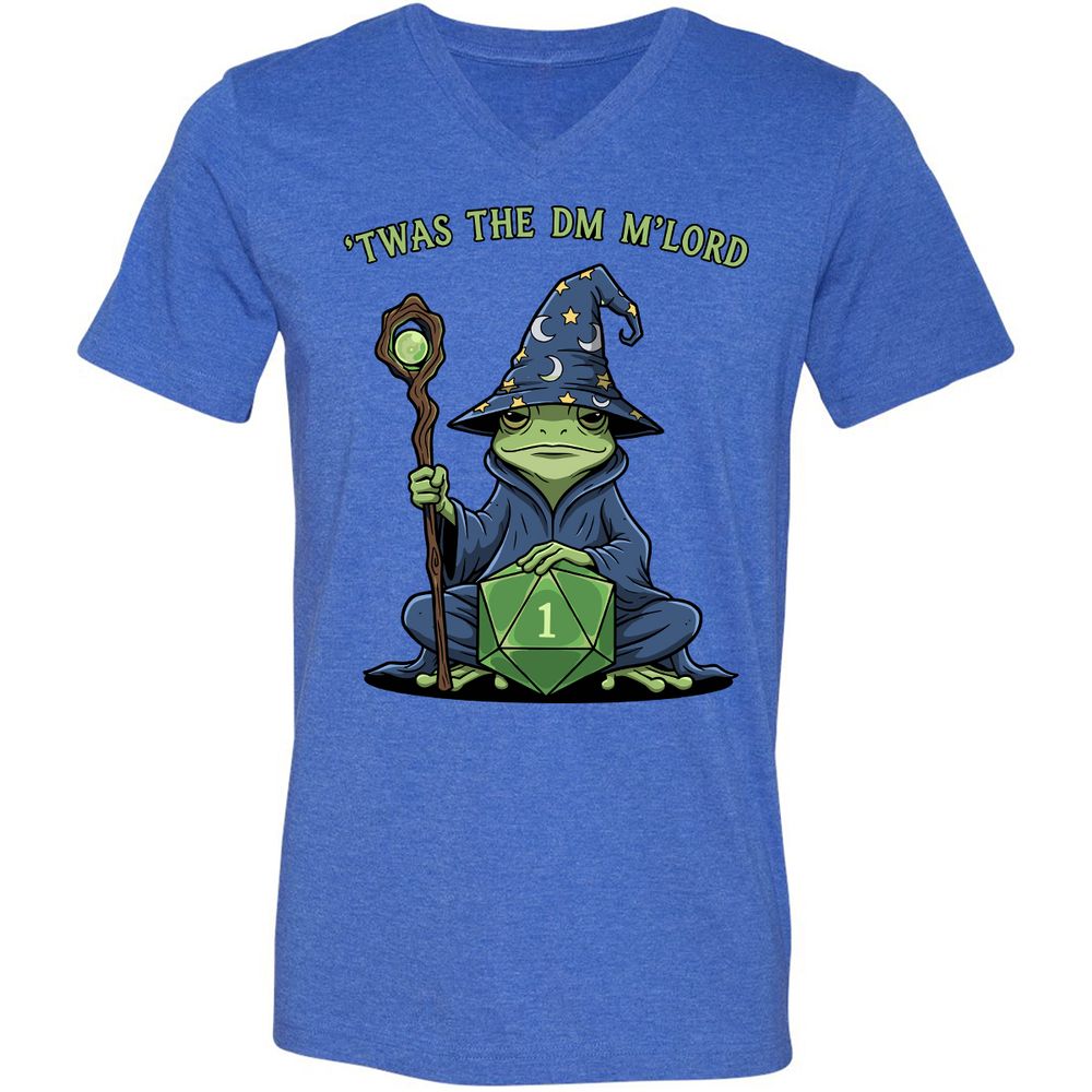 Twas the DM M’lord Unisex V-Neck T-Shirt - Heather True Royal - 14