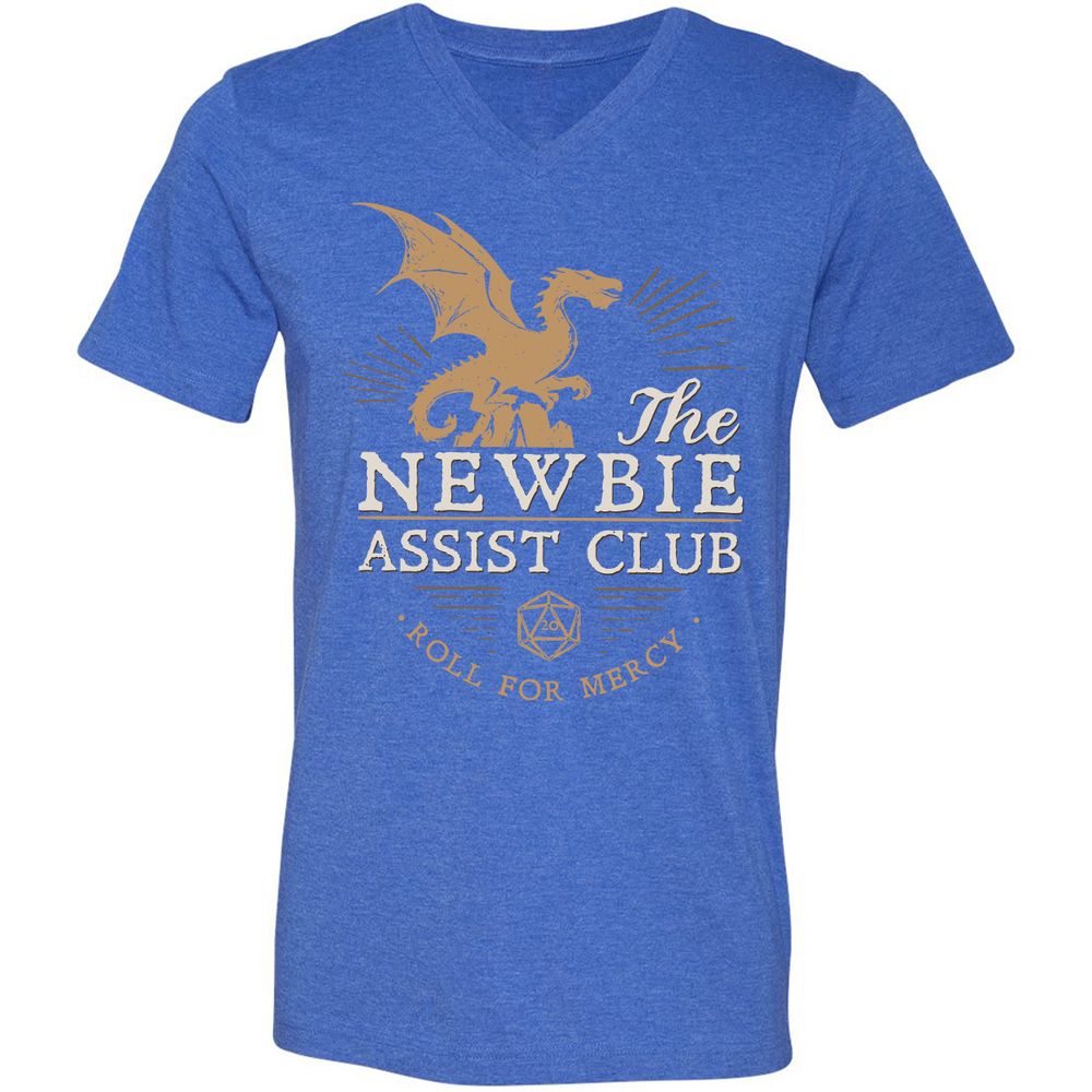 The Newbie Assist Club Unisex V-Neck T-Shirt - Heather True Royal - 14