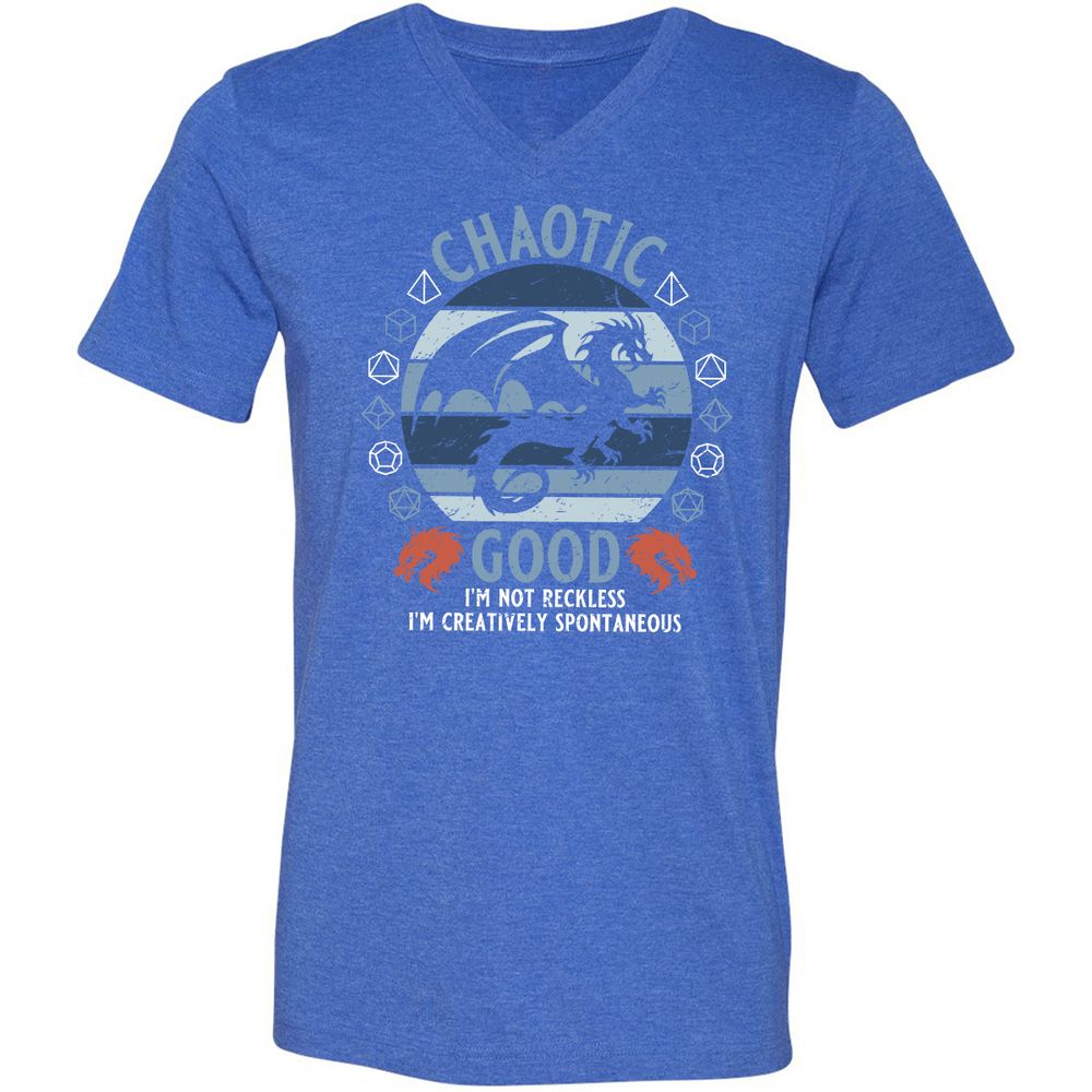 Chaotic Good 2 Unisex V-Neck T-Shirt - Heather True Royal - 14