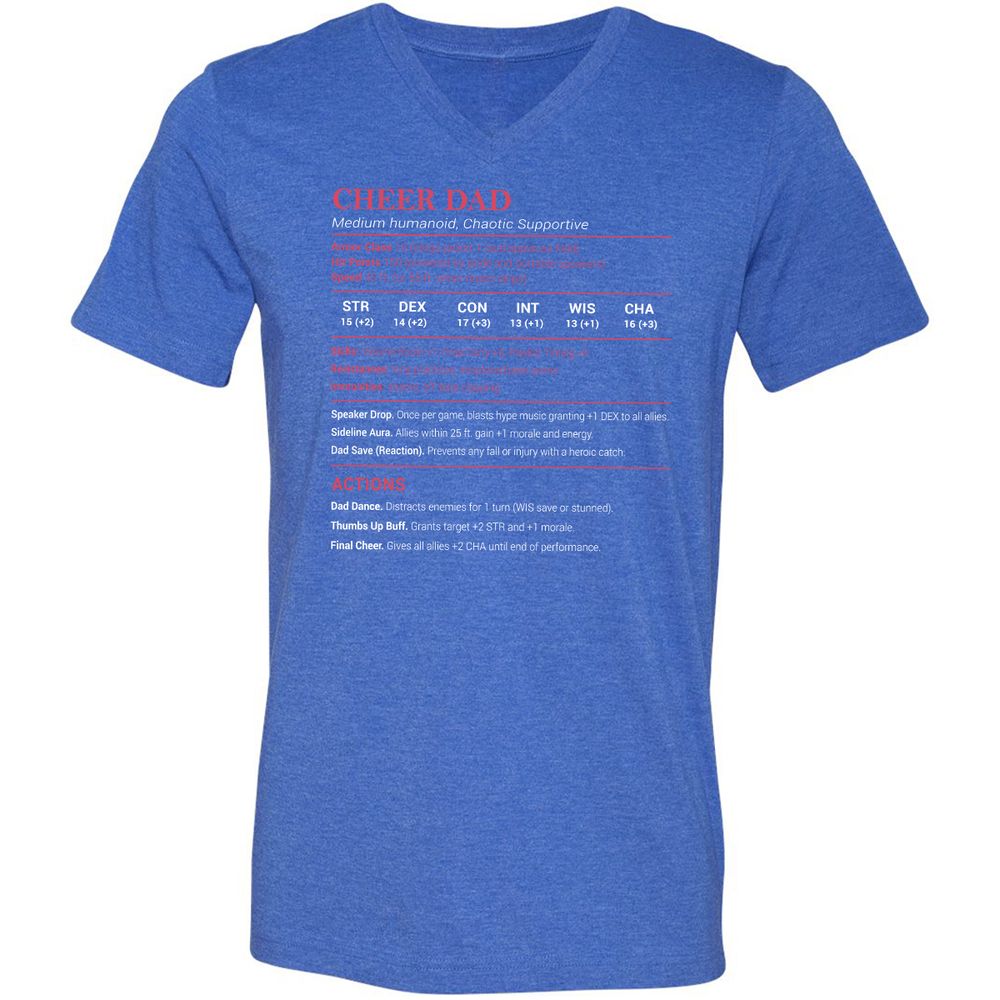 Cheer Dad Unisex V-Neck T-Shirt - Heather True Royal - 14