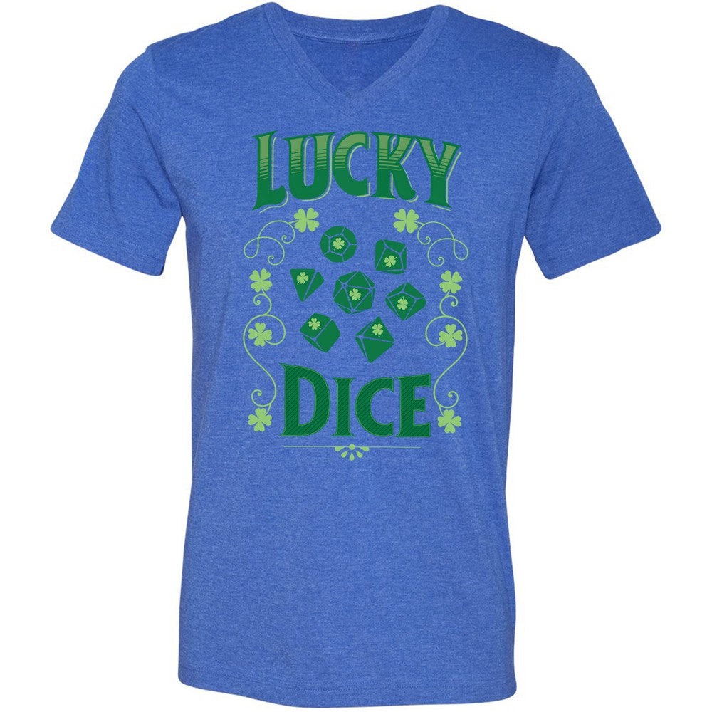 Lucky Dice Unisex V-Neck T-Shirt - Heather True Royal - 14