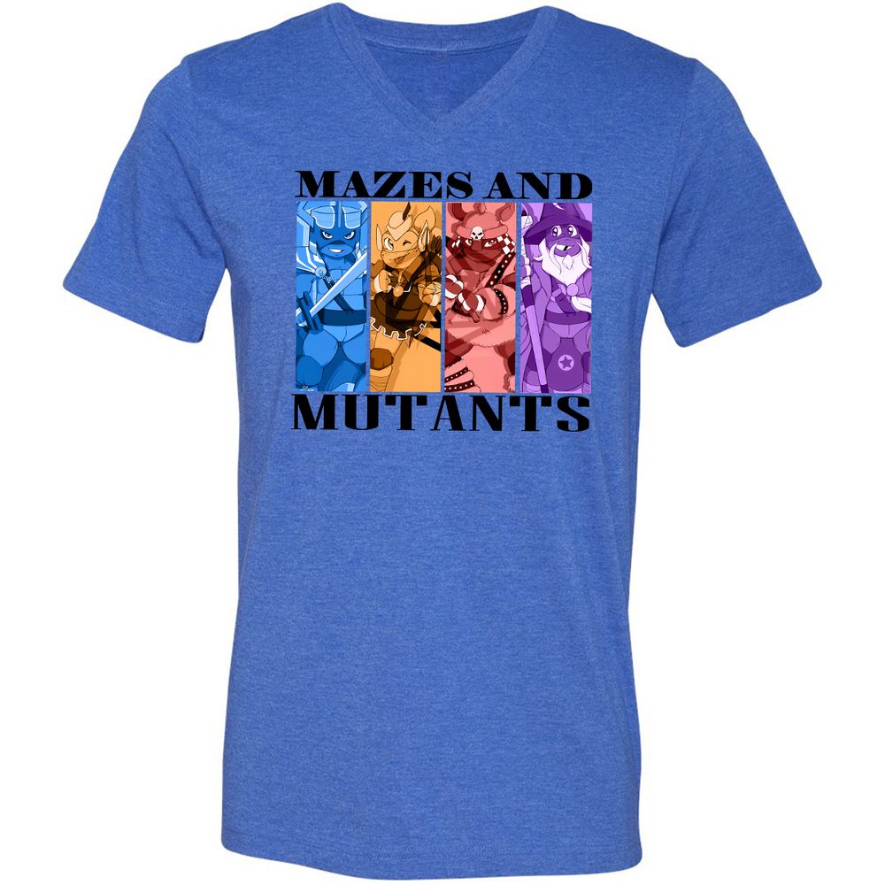 Mazes & Mutants Unisex V-Neck T-Shirt - Heather True Royal - 14
