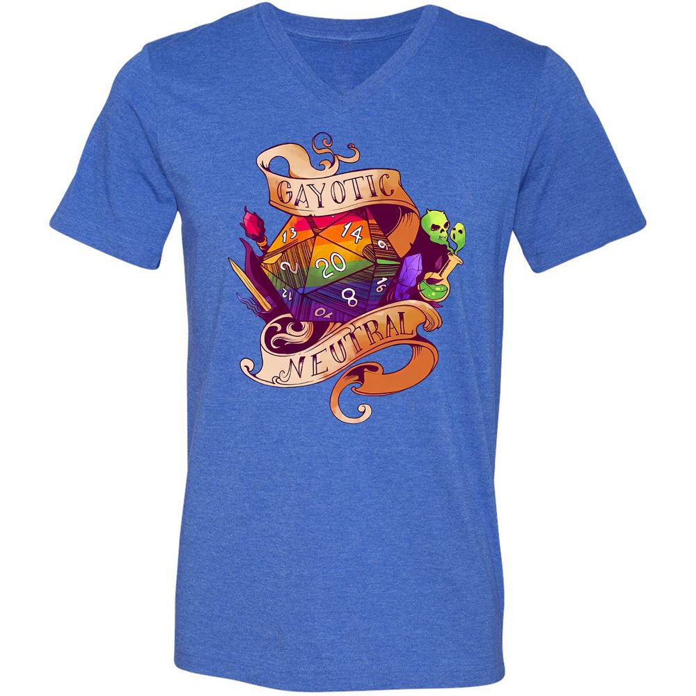 Gayotic Neutral Unisex V-Neck T-Shirt - Heather True Royal - 14