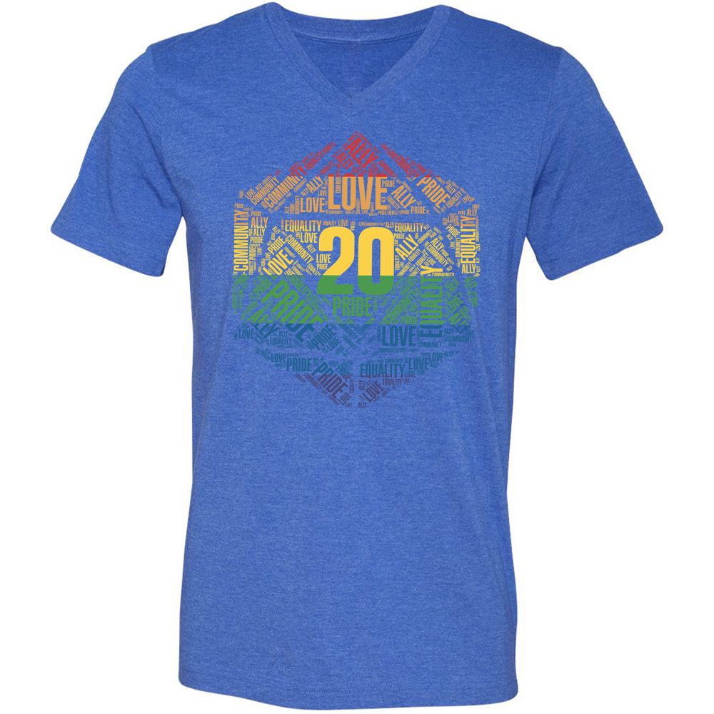 D20 Pride Unisex V-Neck T-Shirt - Heather True Royal - 14