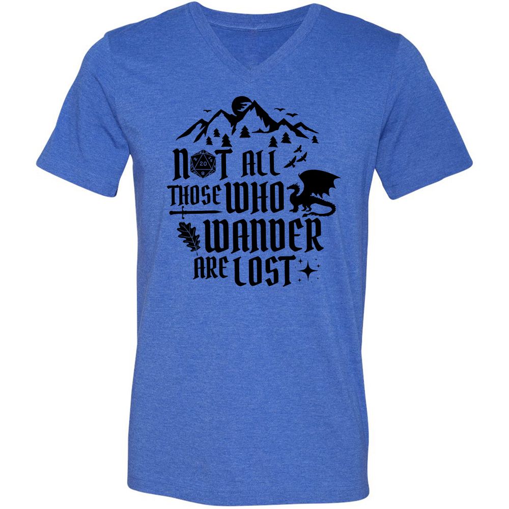 Not All Those Who Wander Are Lost Unisex V-Neck T-Shirt - Heather True Royal - 14