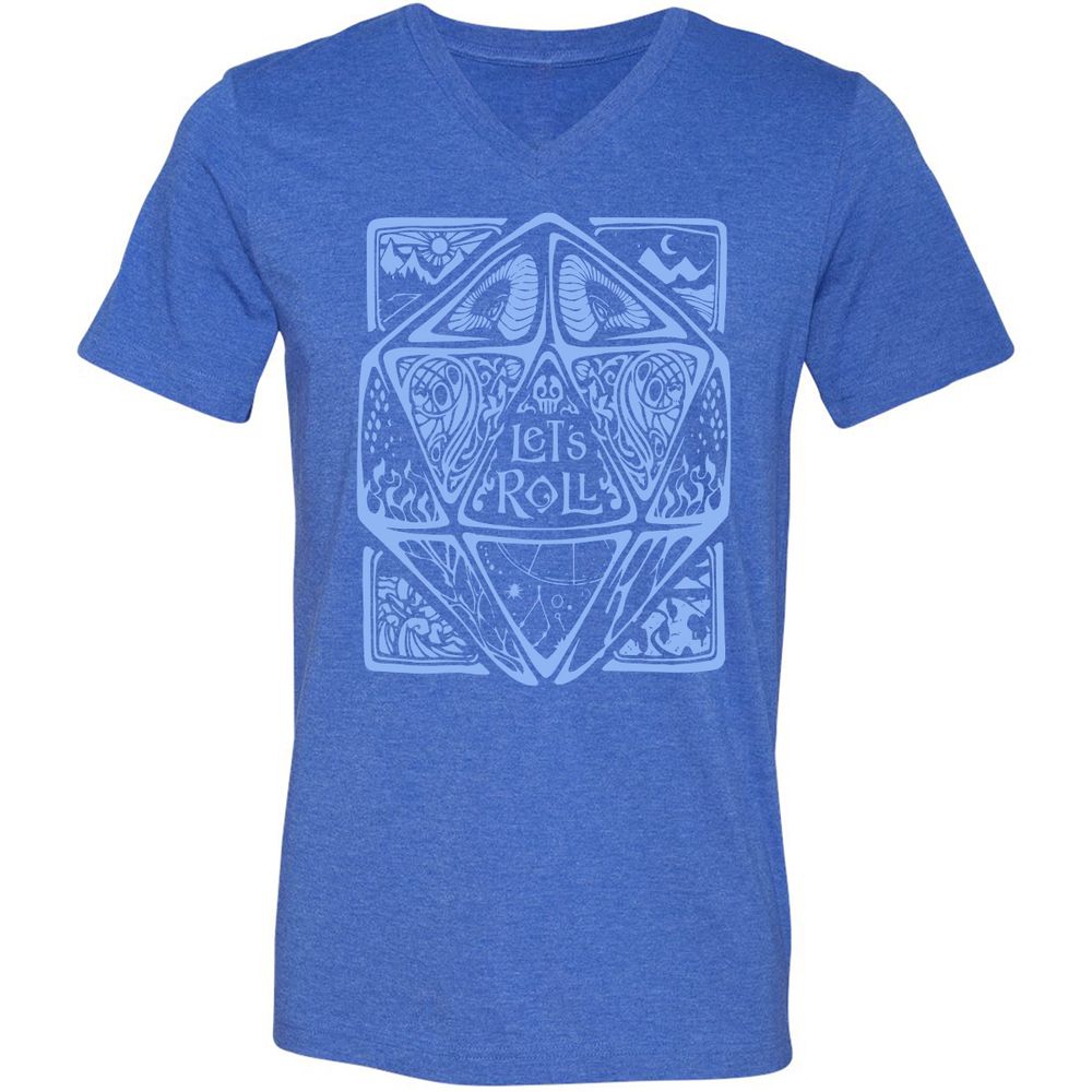 Let's Roll Unisex V-Neck T-Shirt - Heather True Royal - 14