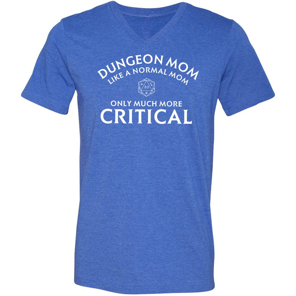 Dungeon Mom Normal Mom Unisex V-Neck T-Shirt - Heather True Royal - 14