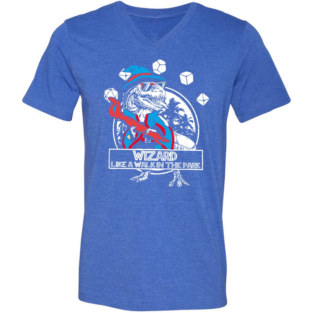 Wizard Like The Walk In The Park Unisex V-Neck T-Shirt - Heather True Royal - 14