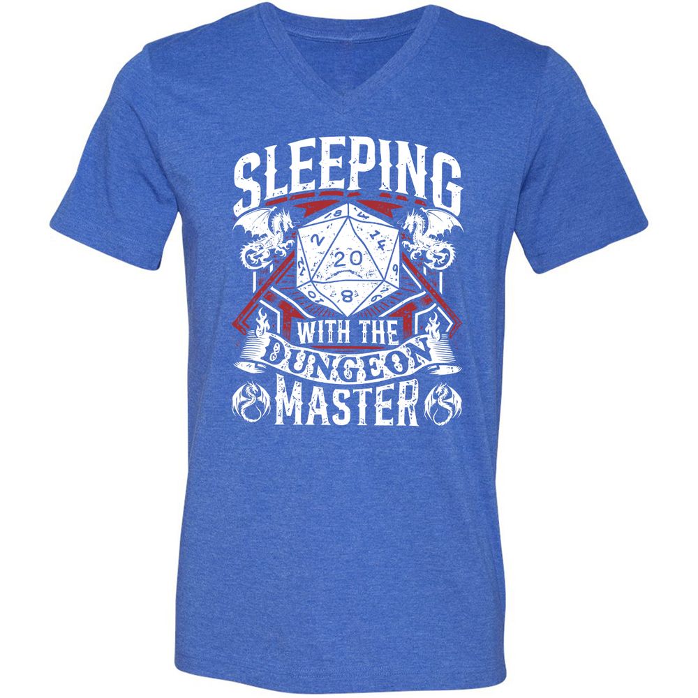 Sleeping With The DM Unisex V-Neck T-Shirt - Heather True Royal - 14
