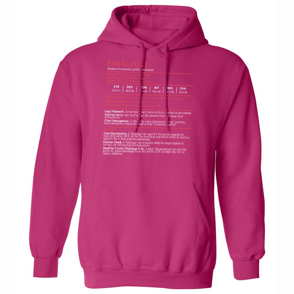 Paralegal Stats Block Classic Unisex Hoodie - Heliconia - 14