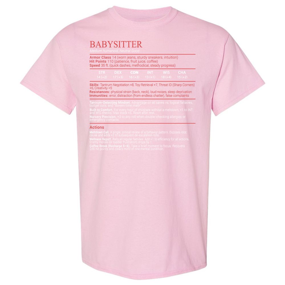 Baby Sitter Stats Block - Light Pink - 14