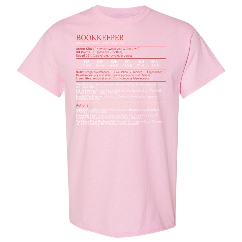 Bookkeepper Stats Block - Light Pink - 14