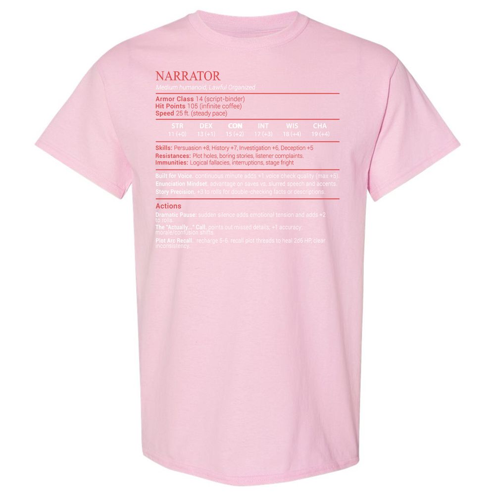 Narrator Stats Block - Light Pink - 14