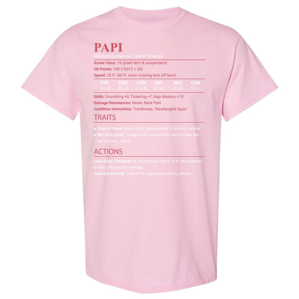 Papi Stats Classic Unisex T-Shirt - Light Pink - 14