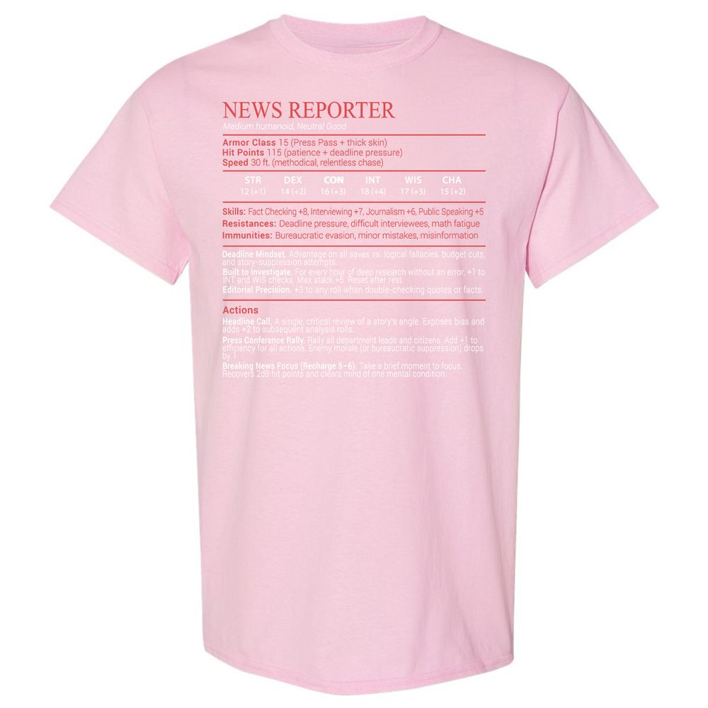 News Reporter Stats Block - Light Pink - 14