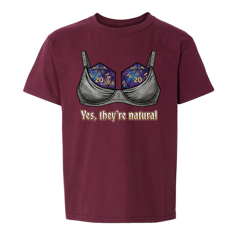They Are Natural Nat20 Kids T-Shirt - Maroon - 14