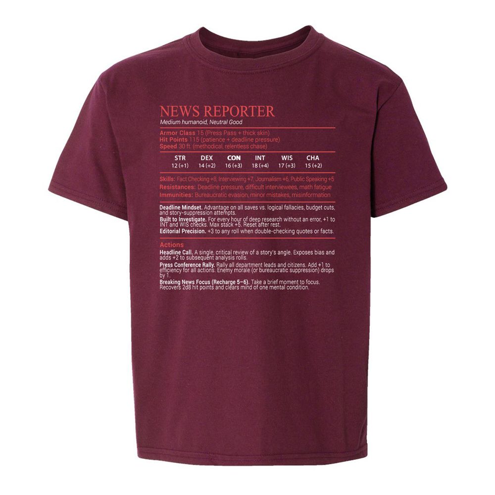 News Reporter Stats Block - Maroon - 14