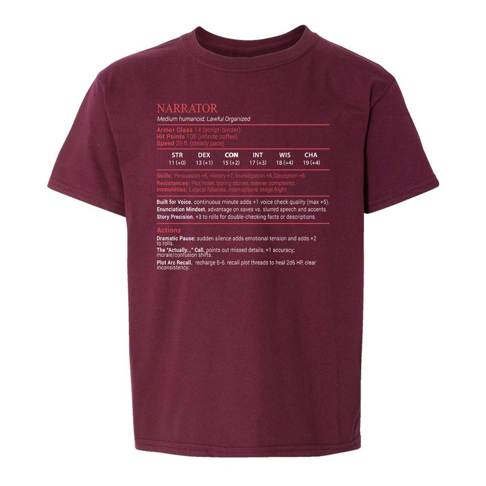 Narrator Stats Block - Maroon - 14