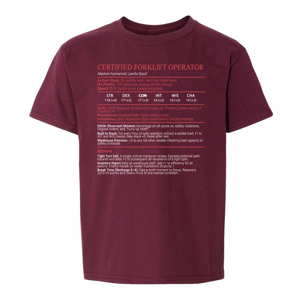 Certified Forklift Operator Stats Block - Maroon - 14