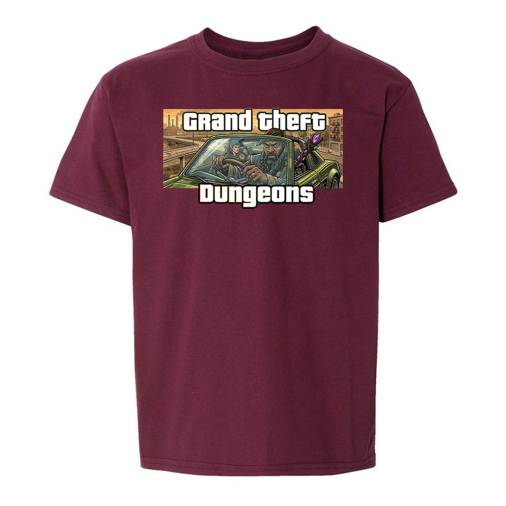 Grand Theft Dungeons Kids T-Shirt - Maroon - 14