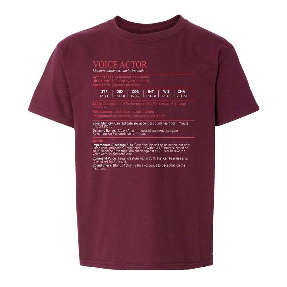 Voice Actor Stats Block - Maroon - 14